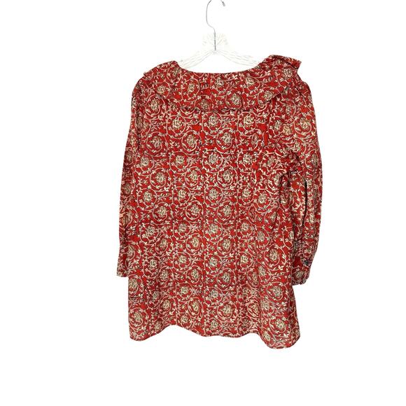 eShakti The Artisanal Collection Boho Bohemian Ruffle Collar Long Sleeve Blouse - Picture 9 of 15